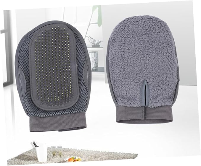 Happyyami Pet Massaging Bathing Glove for Dogs Cats Pet Grooming Glove Slicker Brush for Dogs Grey