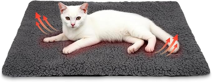 Self Warming Cat Bed Self Heating Cat & Dog Pad - Waterproof Heated Thermal Mat, Non-Slip, Washable for Senior Pets, Kittens, Dogs, Indoor/Outdoor Use, Non-Electric (dark grey, 28.8" X 18.9")