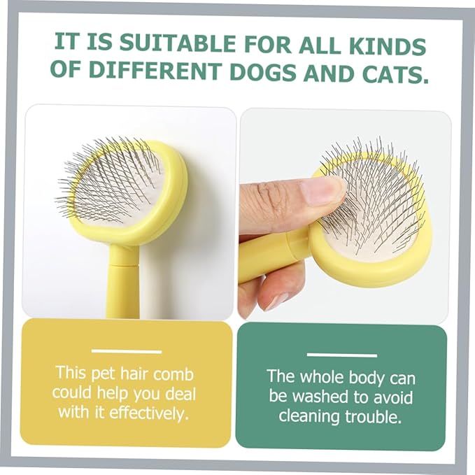 Mikikit Cat Grooming Supplies Cat Brush Dog Brush for Shedding Long Handle Pet Comb Pet Massage Comb Hair Remover