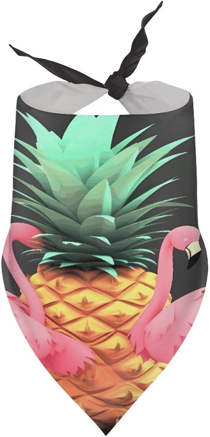 Dog Bandana Spring Pet Scarf Adjustable Triangle Pineapple Flamingos Printing Dog Bib Washable Polyester Puppy Bandana for Small Medium Large Dogs Cat Birthday Party Supplies