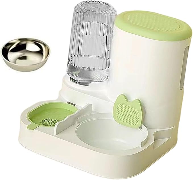 Automatic Dog Feeder and Water Dispenser Dog Bowl Household Portable Automatic Pet Feeder Food Feed for Small Dogs Kitten, Green