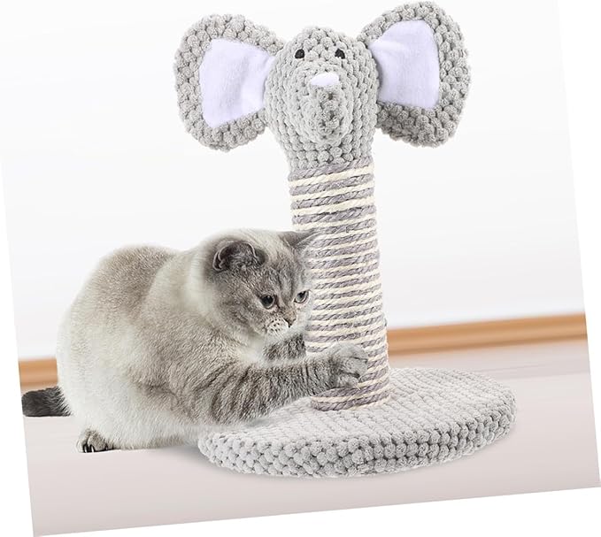 Artibetter 2pcs Decorative Cat Scratching Post Set with Elephant and Zebra Patterns Small Size Reusable Cat Climber for Indoor and Kittens