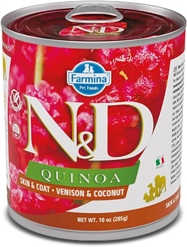 Farmina, N&D Quinoa Skin & Coat Venison & Coconut Adult Canned Dog Food, 10 Ounce