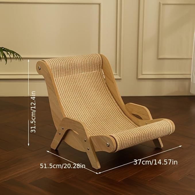 Cat Hammock and Scratcher 2-in-1, Wooden Frame with Jute Rope, Cream Color, 53x32x31cm, for Indoor Cats Under 6kg