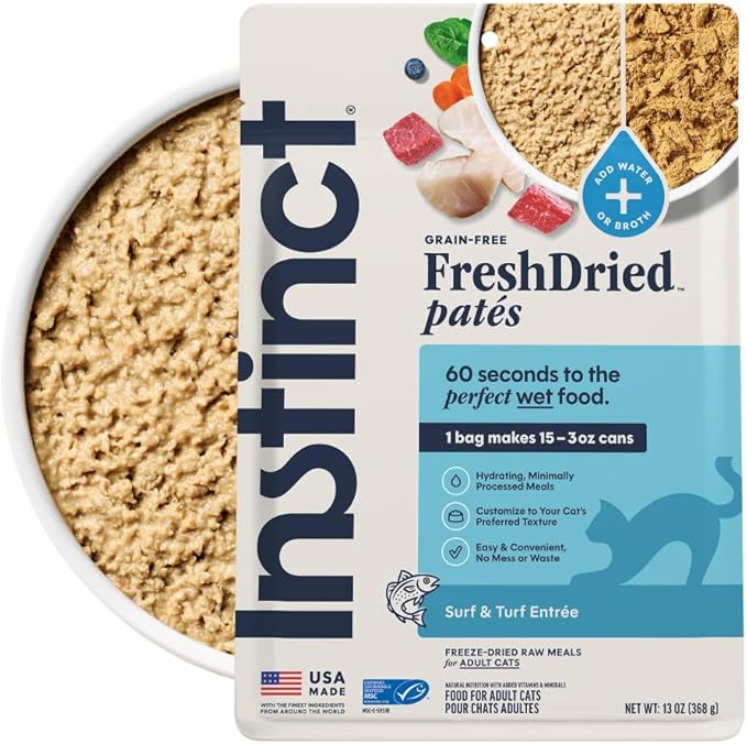 Instinct FreshDried Pates, Freeze Dried Cat Food, Grain Free - Surf & Turf Entrée, 13 oz. Bag