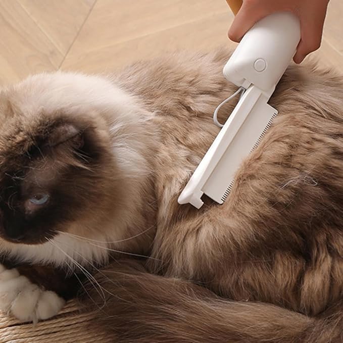 Multi-function 3-in-1 Foldable Pet Grooming Comb for Dogs and Cats, White Hair Removal and Dematting Brush, Compact Daily Use Pet Supply for Indoor Fur Care