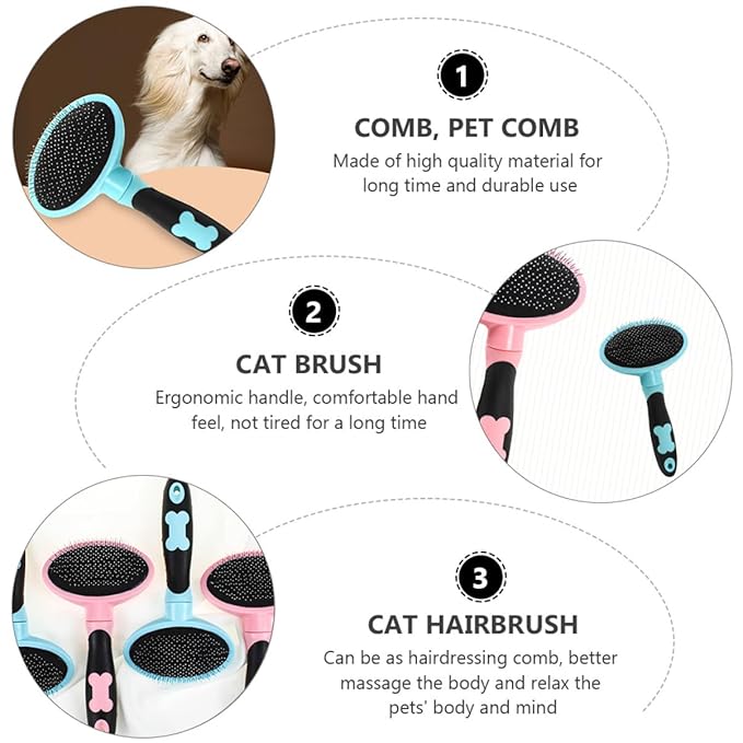 1Pc Ergonomic Cat Grooming Brush Lightweight Cat Hair Comb for Shedding Cleaning Tool Comfortable Grip for Kittens and Cats Premium Quality Pet Supplies