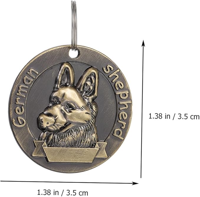 BESTonZON 4pcs Vintage Alloy Dog Id Tags German Shepherd Collar Pendants Anti-Lost Identity Pet Name Tags for Dog Supplies