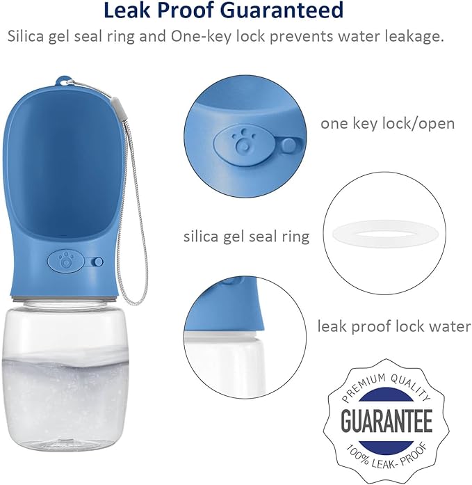 WePet Portable Dog Water Bottle, 19 OZ, Leak Proof Puppy Water Dispenser with Drinking Feeder for Pets Outdoor Walking, Hiking, Travel, Food Grade Plastic