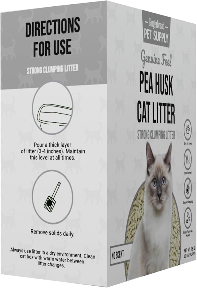 Premium Pea Husk Scented Cat Litter for Happy and Healthy Cats. (15 lbs)(Natural/Unscented)