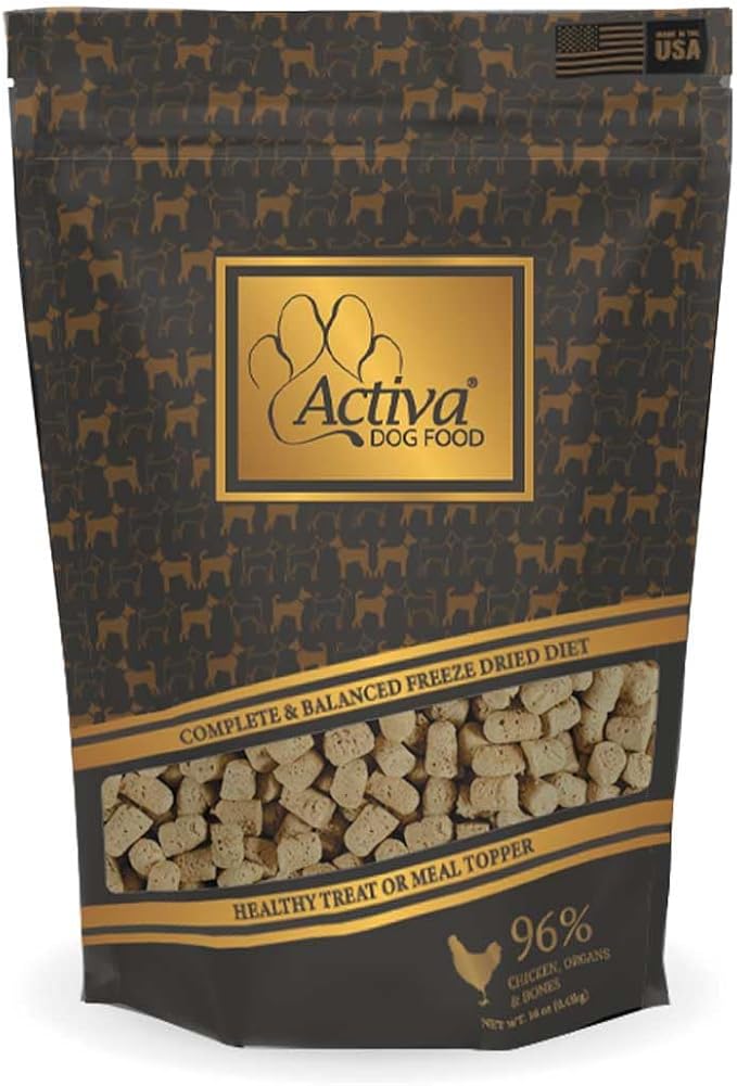 Activa Complete & Balanced Freeze Dried Dog Food, Healthy Treat or Meal Topper, Made in USA (Chicken)