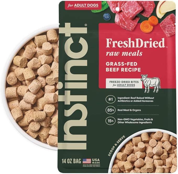 Instinct FreshDried Bites, Natural Freeze-Dried Dog Food, Grain Free - Real Beef, 14 oz. Bag