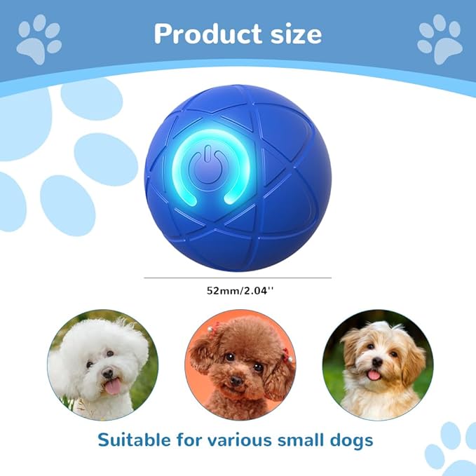 Interactive Dog Toys for Small Dogs, 2026 New Automatic Rolling Ball for Dog, Self Moving Jumping Automatic Moving Rotating Electric Ball for Pets Indoor Outdoor Fun (Blue)