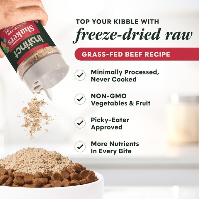 Instinct Raw Boost Shakers, Freeze-Dried Powder, Dog Food Topper - Beef, 5.5 oz. Bottle