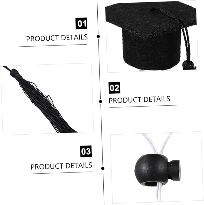 BESTonZON Mini Dog Graduation Caps and Bow Ties Set, Elastic Black Tassel Pet Doctoral Hats with 3.5x7cm Bow Tie, 4pcs Pet Costume for Dog Graduation and Party Supplies