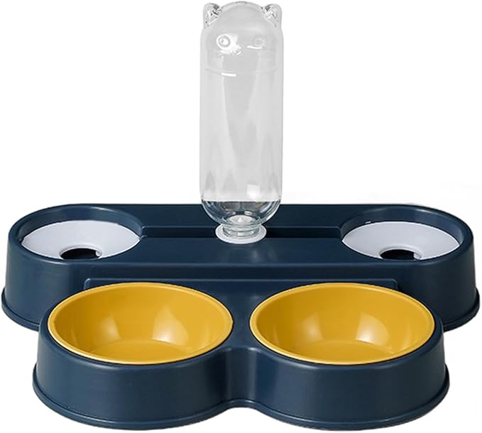 Dogs Bowl Automatic Cats Food 4 in 1 Pet Food Feeders with Automatic Water Bottle Double Dog Feeders for Large Dogs