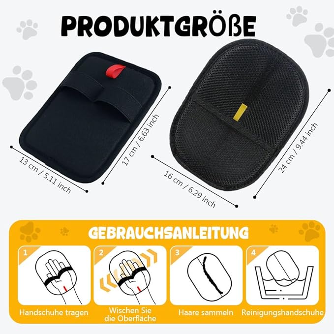 Electrostatic Gloves for Pet Hair Removal, Electrostatic Pet Hair Removal Gloves Brush for Pets Hair, Reusable Cats & Dogs Grooming Gloves for Hair Removal (Yellow*B, 3)