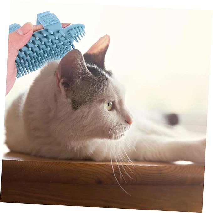 BESTonZON Cat Wall Corner Self Massager Brush Durable Silicone Pet Grooming Tool for Cats Easy to Install and Hair Collector