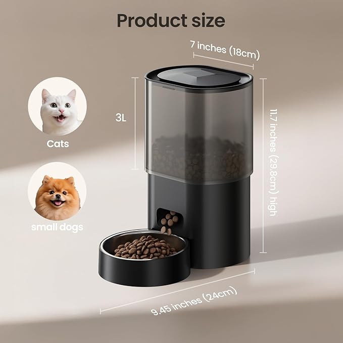 Automatic Cat Feeder and Water Fountain, 2-in-1 Automatic Dog Feeder with 2.4G WiFi APP Remote Control, Smart Timed Cat Food Dispenser with 10s Voice and 1-10 Meals/Day for Cat and Small Dog
