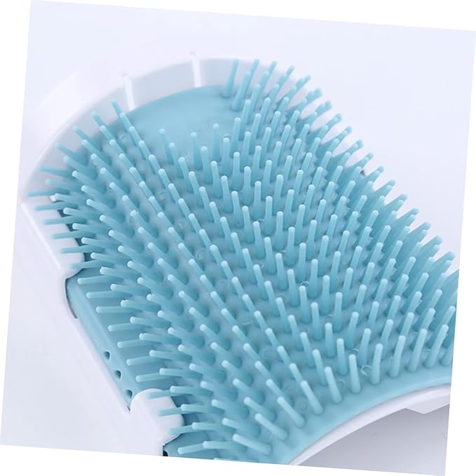 Yardwe Cat Self Grooming Massage Brush Rubber Bristles Safe for Cats Easy Wall Installation Collects Loose Hair Light Blue for Relaxation and Self-Care