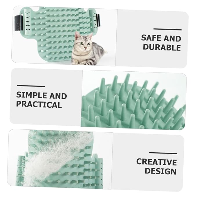 Cat Massaging Comb and Kitten Self Grooming Tool Wooden Corner Scratcher with Silver Vine Green Cat Grooming Supplies Random Color