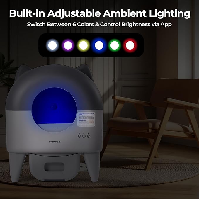 Autoamtic Litter Box: Extra Large Self Cleaning Litter Box for Multiple Cats with Smart APP Control, Low Noise & Safety Sensors, Anti-Track Mat, Odor-Free