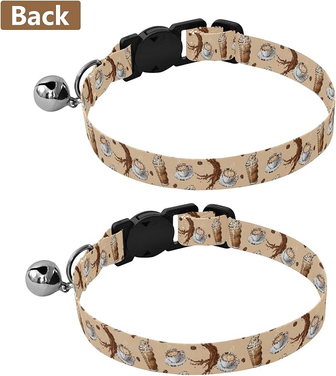 Dog Collar Coffee Drinks Cups Beige Pattern Small Dog Collars Comfortable Puppy Collar Cat Pet Collar for Dogs Cats Pets Supplies 2 Pack