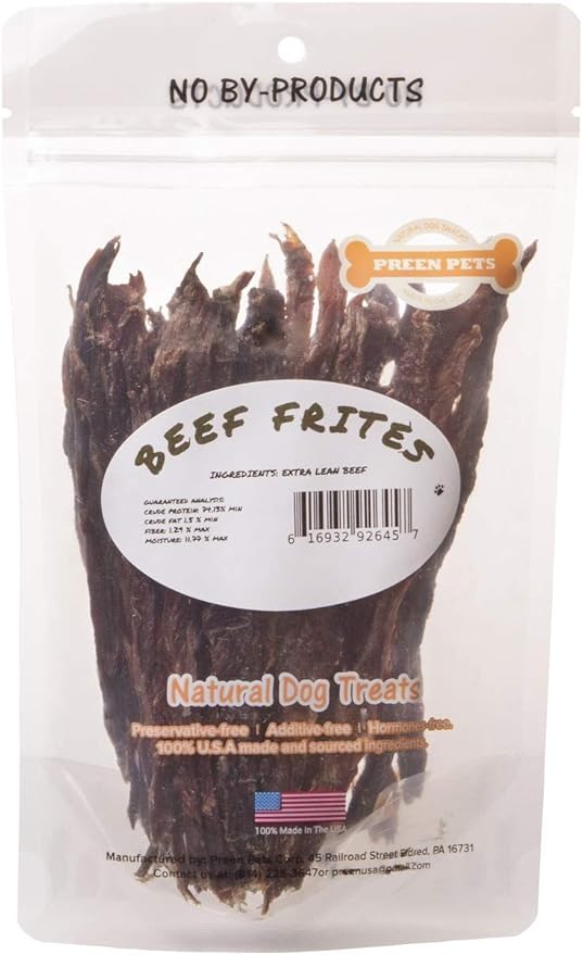 Preen Pets Beef Frites Dog Treats - 100% USA Sirloin Beef (2 Pounds)