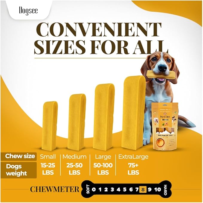 Dogsee Himalayan Yak Chews with Turmeric/Curcumin 3lb (XL - 9 Bars) | for Large Dogs | Dog Treats for Large Dogs | Help Alleviate Joint Pain | Rawhide-Free | Anti Inflamatory