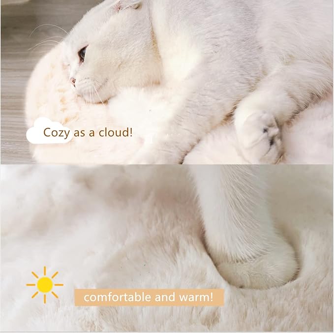 SHENGOCASE 2-Pack 10"x18" Rectangular Faux Rabbit Fur Cat Dog Bed Cushion Pad Mat, Cat Tree Tower Replacement Cushion Pad for Window Perch Carrier House Cage Crate Kennel Furniture