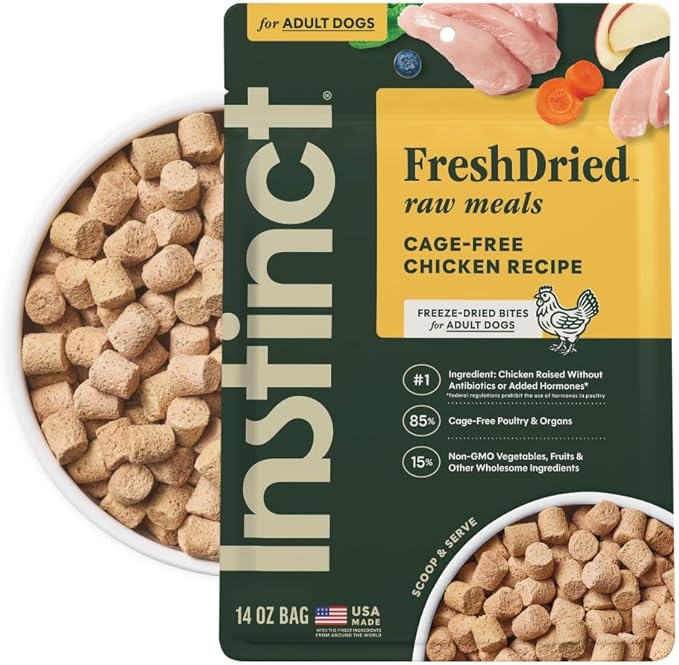 Instinct FreshDried Bites, Natural Freeze-Dried Dog Food, Grain Free - Cage-Free Chicken, 14 oz. Bag