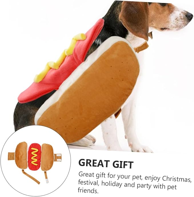 DOITOOL Hot Dog Pet Costume and Burger-Themed Dog Clothes M Size Decorative Cat Festival Outfit Christmas Pet Supplies