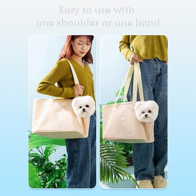 KAMEIOU Breathable Mesh Cat Small Dog Purse Carrier Tote Bag for Small Dogs, Cats, Rabbits; Perfect for Outdoor, Travel, Hiking; Gray; Soft-Sided Bag