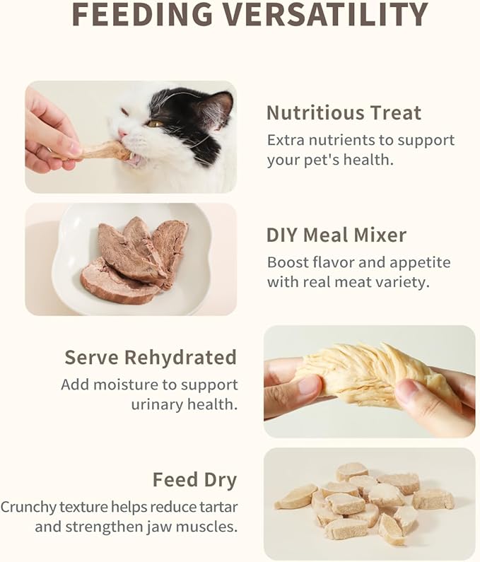 Freeze-Dried Cat & Dog Treats Trial Variety Pack – Single-Ingredient Healthy Proteins (Rabbit Tenderloin, Pork Heart, Chicken Neck & Breast), Raw Nutrition, No Additives, 1.1 oz