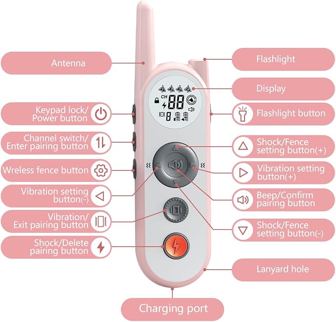 Wireless Dog Fence System Electric Fence for Dogs 6000FT Shock Collar for Dogs Training Collar with Remote Waterproof Rechargeable Safe Pet Containment System Boundary for 1 Large Medium Dog