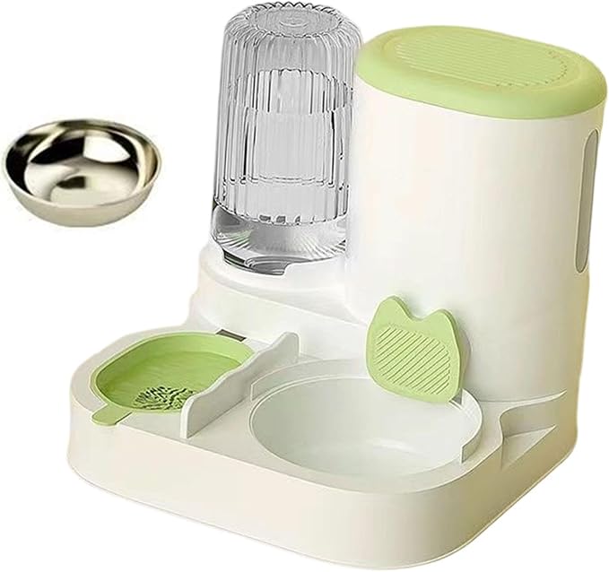 Automatic Dog Feeder and Water Dispenser Dog Bowl Household Portable Automatic Pet Feeder Food Feed for Small Dogs Kitten, Green