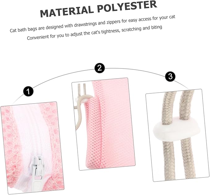 BESPORTBLE Cat Bathing Bag Adjustable Breathable Mesh Cat Grooming Bag for Nail Trimming Easy to Use and Lightweight and Kittens
