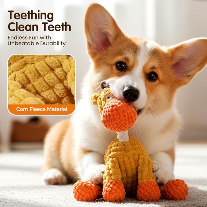 2026 New Dog Toys, Indestructible Plush Dog Toy for Aggressive Chewers, Interactive Squeaky Soft Puppy Chew Toy, Durable Teething Toys for Small Medium Large Dogs (Brown, 1pcs)