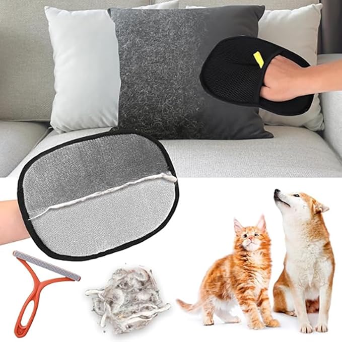 Cat Grooming Gloves, Pet Hair Removal Glove for Cats & Dogs, 2025 New Upgrade Efficient Grooming Gloves for Pet Hair, Reusable Pet Hair Remover Glove (2PC)