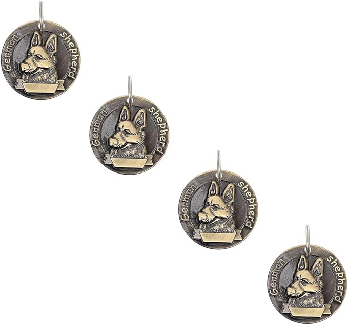 ibasenice 4pcs German Shepherd Id Tags Dog Charms Vintage Bronze Dog Collar Pendants Pet Supplies Sturdy Hanging Charms for Collars