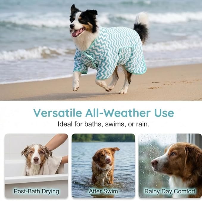 Dog Bathrobe, Super Absorbent Microfiber Drying Coat for After Bath, Warm Keeping Dogs Towel, Soft Pet Towel Robe for XS-XL Dogs, Dogs Bath Supplies (Pink, L)