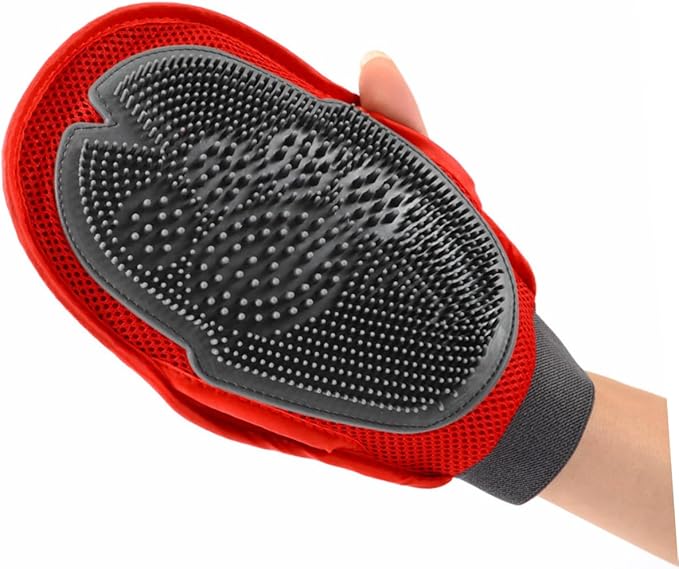 Kisangel Dog Cat Gentle Grooming Glove Pet Brush Glove Deshedding Tool for Pet Hair Removal
