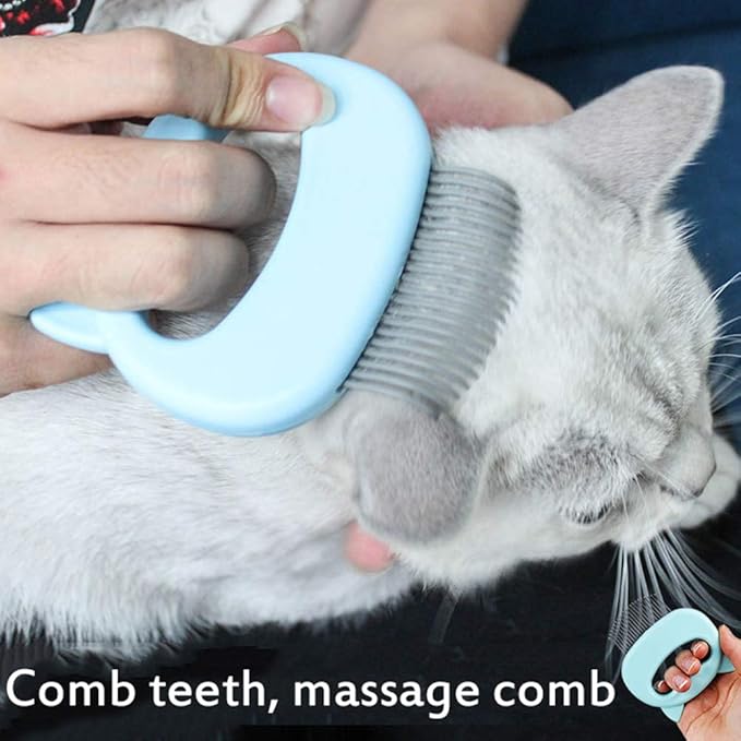 Relaxing Cat’s Comb Massager, Cat Brush with Extra Soft Silicone Pins – Grooming & Shedding Massage Brush for Short & Long Hair -Promote Blood Circulation (Green)