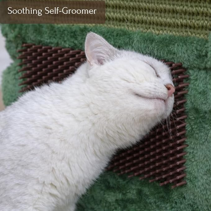 PetPals Cactus Cat Scratcher with Self- Grooming Brush, Double Sided Natural Sisal Scratching Pad, Potted Cactus Sisal Scratcher with Flower Toy, for Indoor Multi-Kitten Home,18" H