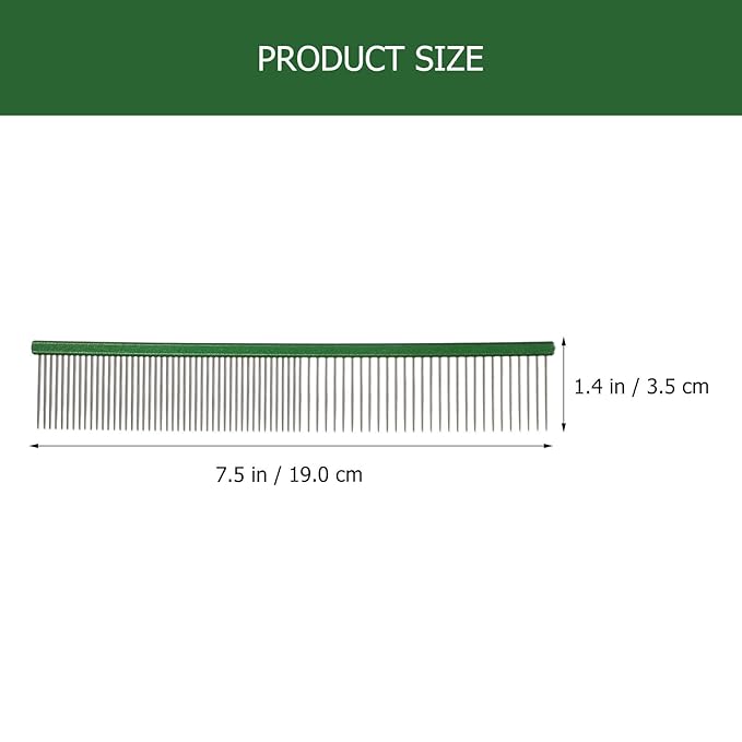Pet Grooming Comb for Dogs and Cats, Lightweight Green Aluminum Dematting Comb with Fine Teeth, Wear-resistant Hair Removal Tool for Puppy and Kitten Fur Care