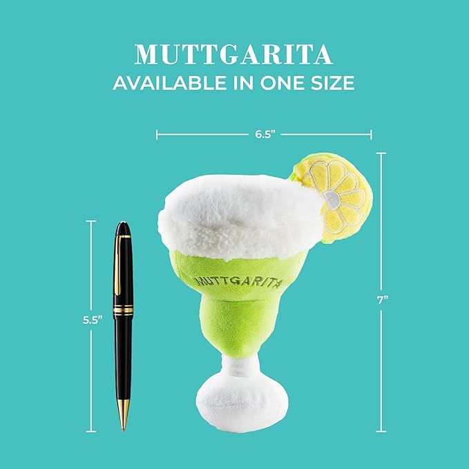 Haute Diggity Dog Muttgarita, Plush Designer Dog Toys with Interactive Squeaker, Stimulating Pet Enrichment, Machine-Washable & Safe Materials for All Breeds, One Size