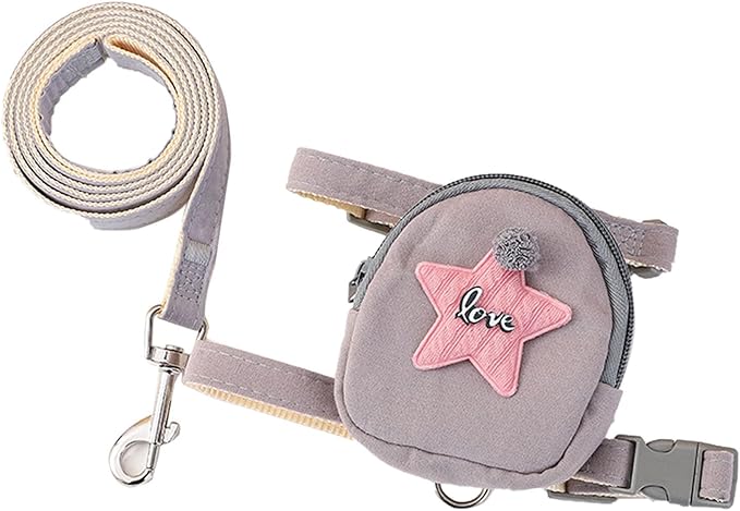 Pet Harness Leash Set, Cute Backpack Cat Vest Belt Leash Snap Design Pet Harness Leash Comfortable and Breathable Dog Vest Leash Outing Supplies School Bag Pet Supplies
