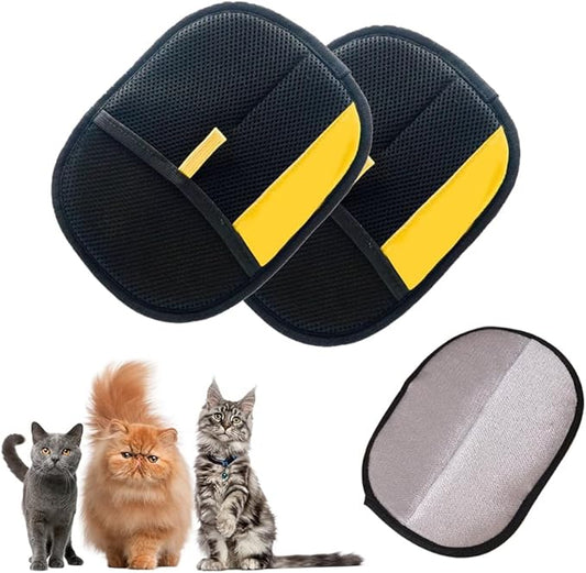2PCS Pet Grooming Gloves for Dogs & Cats – Reusable Pet Hair Remover Mitt, Gentle Deshedding Glove for Hair Removal on Furniture, Clothing & Bedding