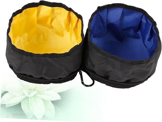 Toddmomy Portable Pet Double Bowls Foldable Dog Food and Water Bowls Outdoor Travel Feeding Supplies for Dogs and Cats