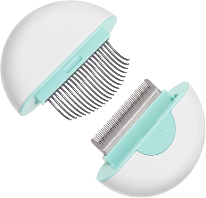 Happyyami Cat Hair Removal Comb with Non Slip Handle Pet Grooming Brush for Shedding Detangling and Massage Suitable for Long and Haired Cats Mint Green